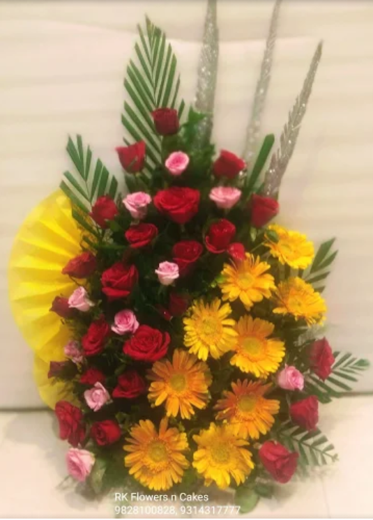 Mix Flowers Basket Arrangement